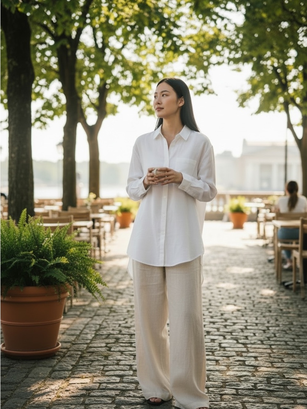 J. Jill 100% Linen Button Down Shirt White XLP Petite NWT Coastal Minimalist - Picture 3 of 5